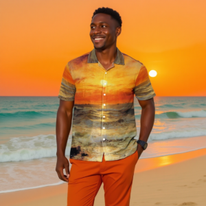 Tramonto / Camicia hawaiana ( 98% cotone )