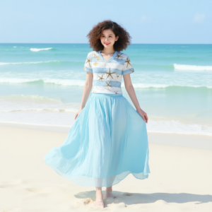 Stelle e conchiglie / T-shirt da donna con scollo a V