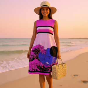 Onda rosa / Abito senza maniche in cotone