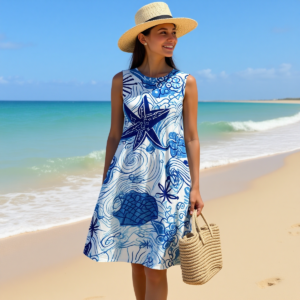 Stella azzurra / Abito senza maniche in cotone