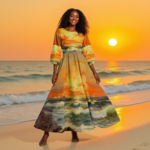 Tramonto / Abito elegante a maniche lunghe