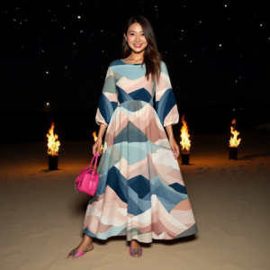 Ondeblu / Abito elegante con maniche lunghe