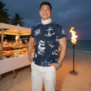 Profondo blu / T-shirt da uomo in jersey