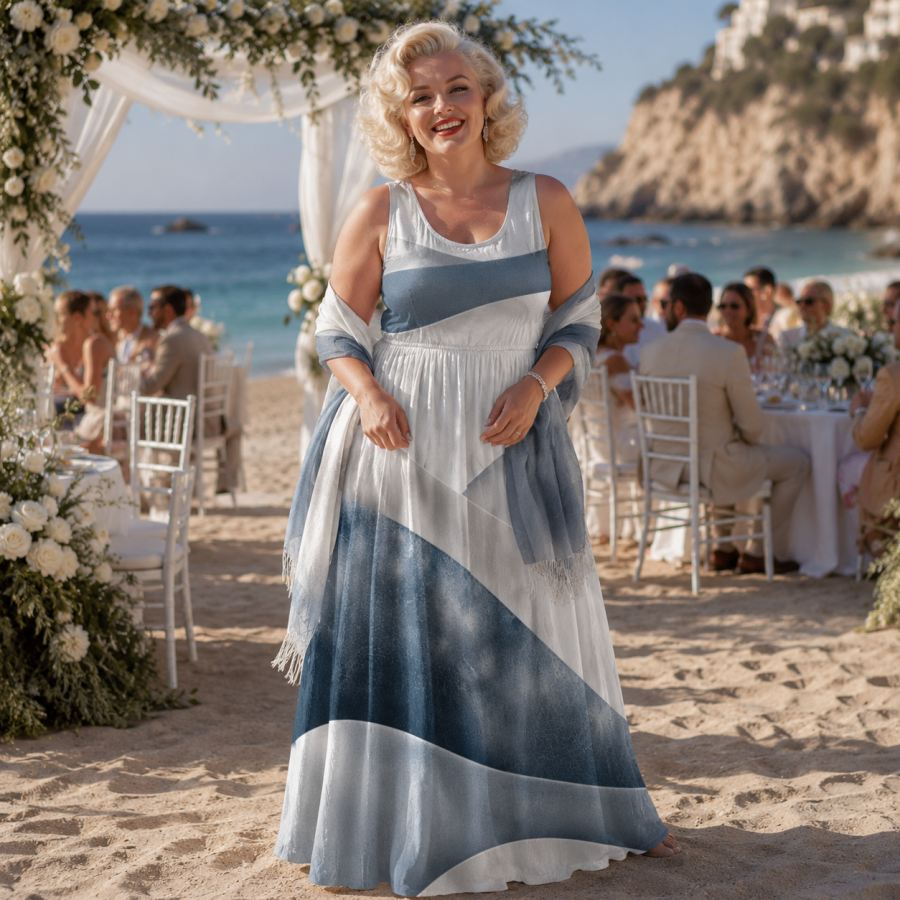 silver wave - maxi abito senza maniche - taglia 46.b