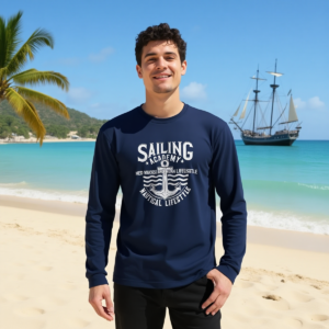 Sailing Academy / T-shirt in cotone a maniche lunghe