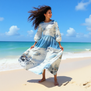 Sabbia bianca / Abito elegante con maniche lunghe