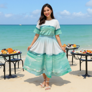 Acqua / Abito con vita elastica