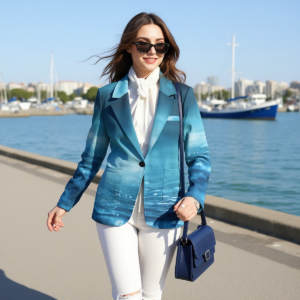 Profondo Blu /  Blazer in cotone da donna