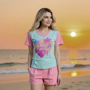 Hello Summer / T-shirt da donna con scollo a V