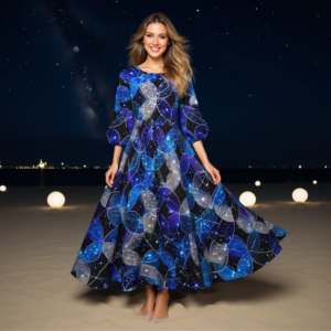 Notturno Mare / Abito elegante a maniche lunghe