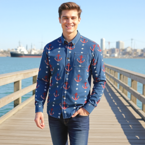 Ancòre / Camicia in cotone a maniche lunghe