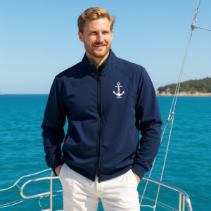 Anchor / Giacca in cotone con colletto alto