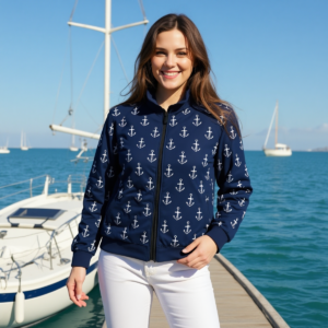 Anchors / Giacca in cotone con colletto alto