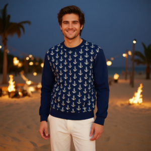 Blu Anchor / Felpa in puro cotone