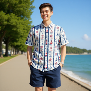 Rossoblu / Camicia in cotone traspirante