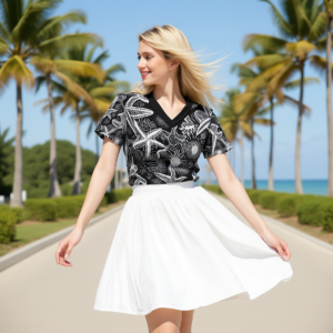 Stelle del mare / T-shirt con collo a V