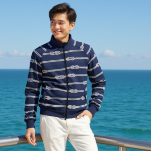 Nodi marinari / Giacca in cotone con colletto alto