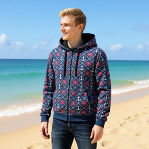 Blured / Felpa in cotone con cappuccio e zip