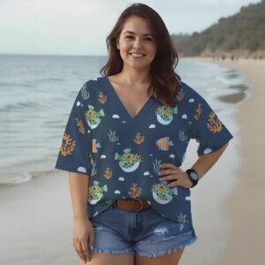 Pesce Palla / Camicia da donna con scollo a V