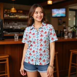 Polipi / Camicia da donna in puro cotone