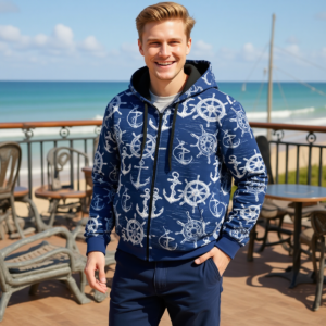Blur anchor / Felpa in cotone con cappuccio e zip