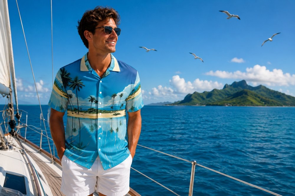 Isola - Camicia hawaiana in cotone