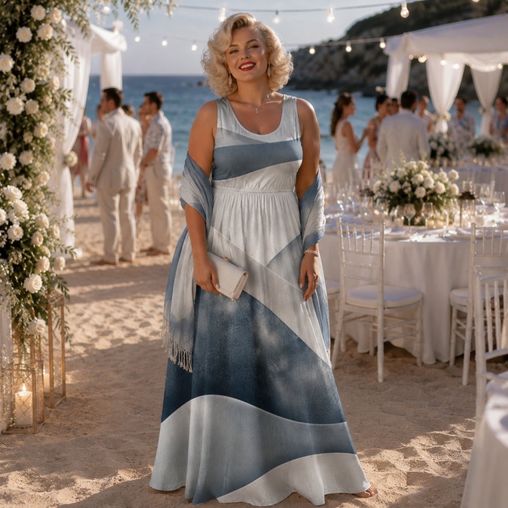 silver wave - maxi abito senza maniche - taglia 46 silver wave - maxi abito senza maniche - taglia 46