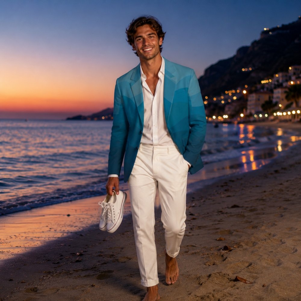 waves-blazer in puro cotone uomo giovane